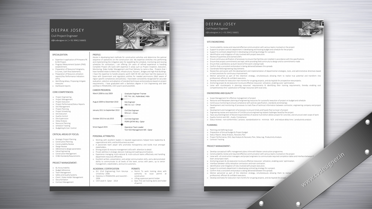 Civil Project Engineer Resume Samples