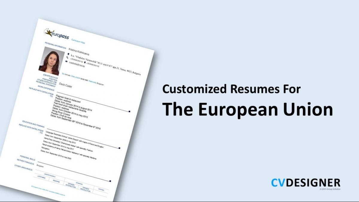 CV Format For Employment In Europe